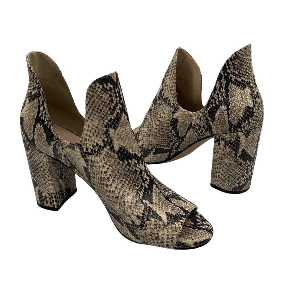 Cole Haan Women’s Tan Brown Electa Snakeskin Print Peep Toe Ankle Boots Size 10